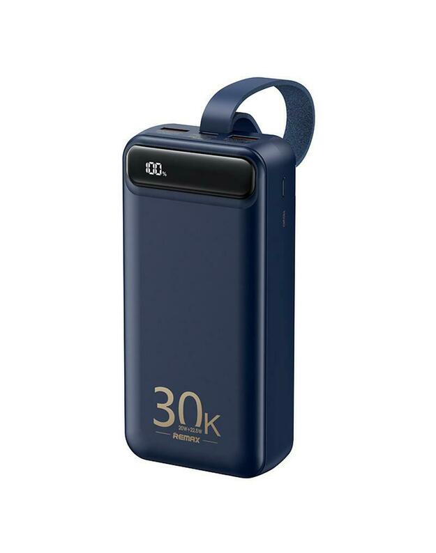 Powerbank 22,5W 30000mAh PD + QC Remax Bole Series mėlynos spalvos