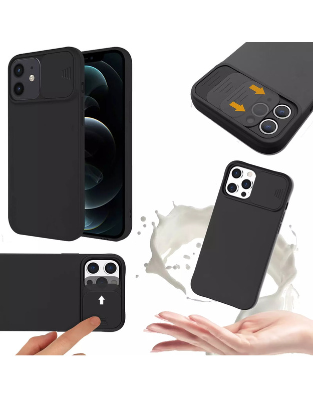 Xiaomi Redmi Note 9 silikoninis telefono dėklas su objektyvu, juodas 