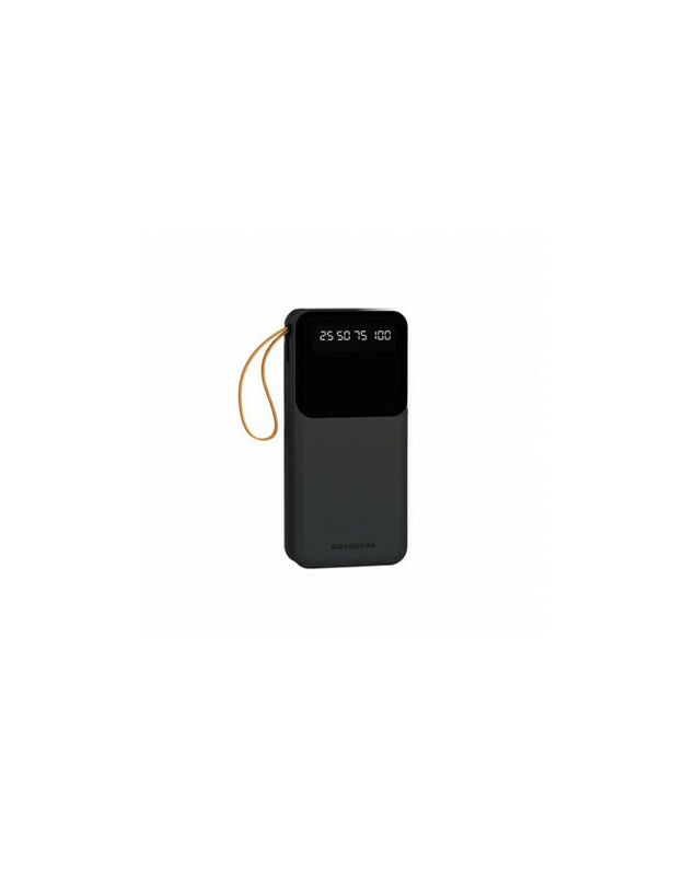 SENDEM P402 maitinimo blokas 20000 mAh | 2.4A | LED | įmontuoti USB-C, Lightning, Micro USB laidai | juodas