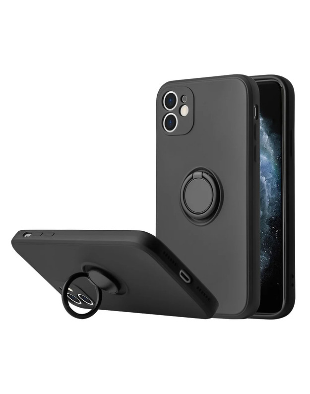 Apple iPhone 13 mini“ - juodas - silikoninis galinis dangtelis su žiedu