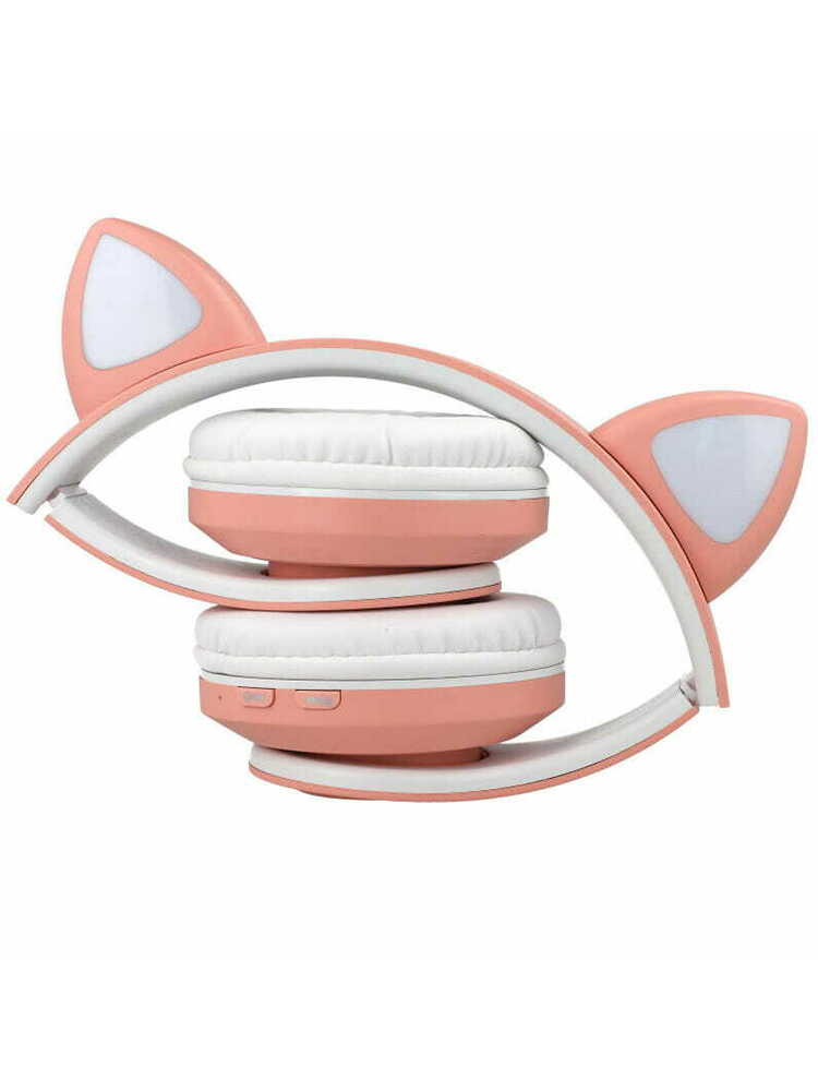 Bluetooth ausinės vaikams B39 Cat ausytės, rožinės spalvos