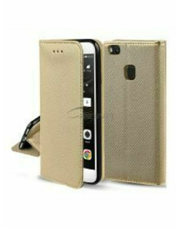 Dėklas Samsung Galaxy J320 J3 2016 telefonui "Smart magnet" Auksinis