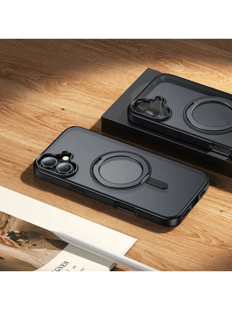 Apple iPhone 16 dėklas Hoco AS1 Magsafe 360 ​​magnetinis žiedas, juodas