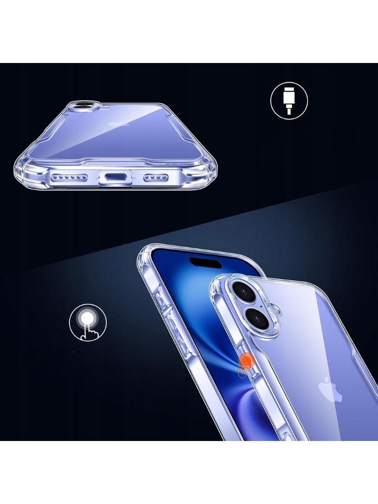 Sustiprintas smūgiams galinis dangtelis iPhone 16 PLUS