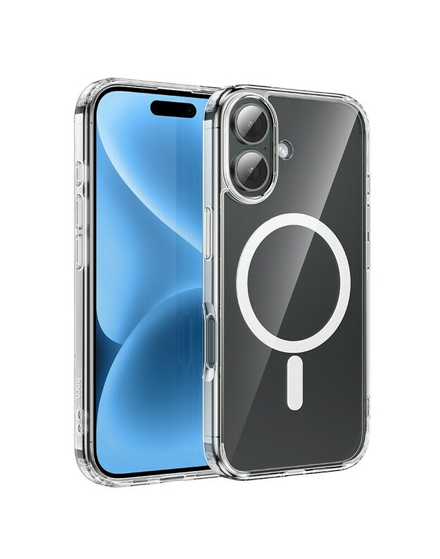 Dėklas Hoco Magnetic Airbag Anti-Fall Protective Shell Apple iPhone 16 Plus skaidrus