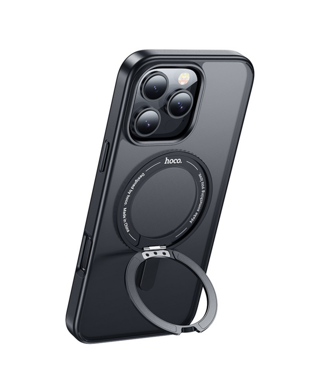 Juodas dėklas telefonui Apple Iphone 16 Pro "Hoco Magnetic Stand 2in1"