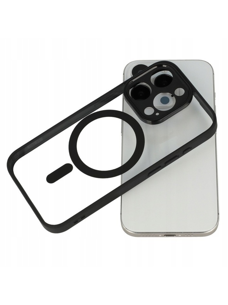 Akrilo spalvos „Magsafe“ dėklas, skirtas „iPhone 16“, juodas
