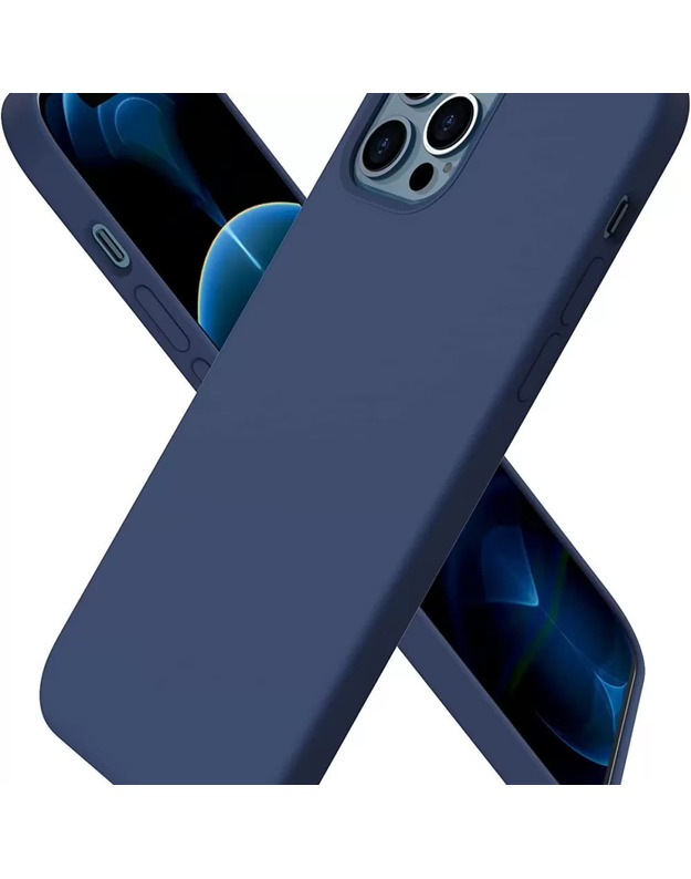 Dėklas skystam silikonui iPhone 16 Pro  tamsiai mėlynas