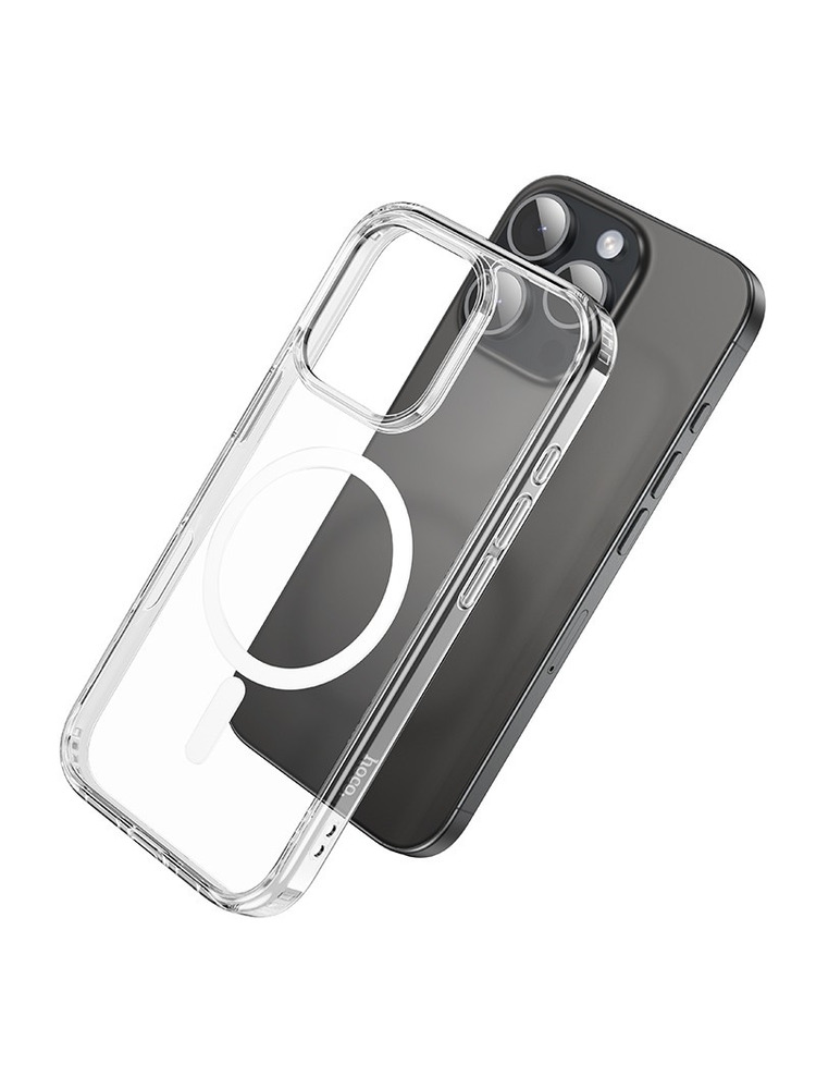Skaidrus dėklas telefonui Apple Iphone 16 Pro "Hoco Magnetic Airbag Anti-Fall Protective Shell"