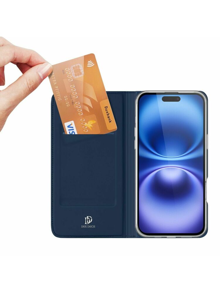 Tamsiai mėlynas atverčiamas dėklas Apple iPhone 16 "Dux Ducis Skin Pro"