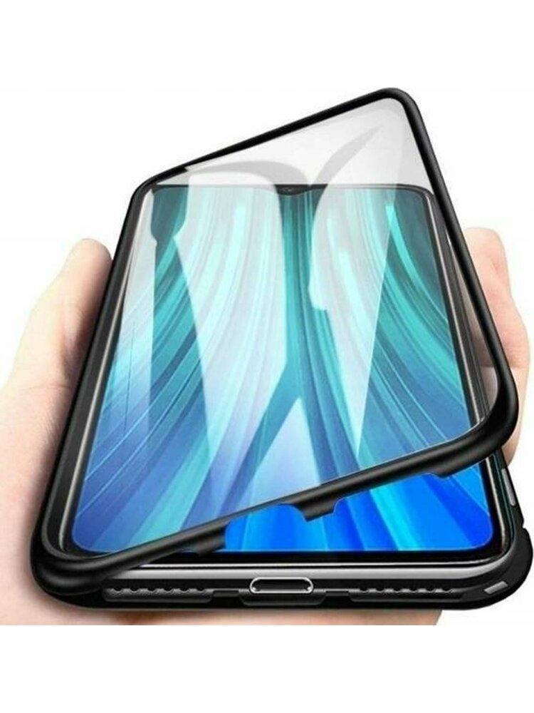 „nemo“ SAMSUNG GALAXY A15 4G/5G dėklas, dvigubas magnetinis, 360 laipsnių aliuminio ir grūdinto stiklo, juodas