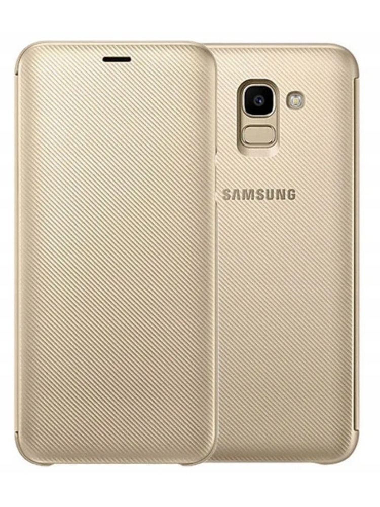 Samsung Galaxy J6 2018 auksinis piniginės dėklas su kišene