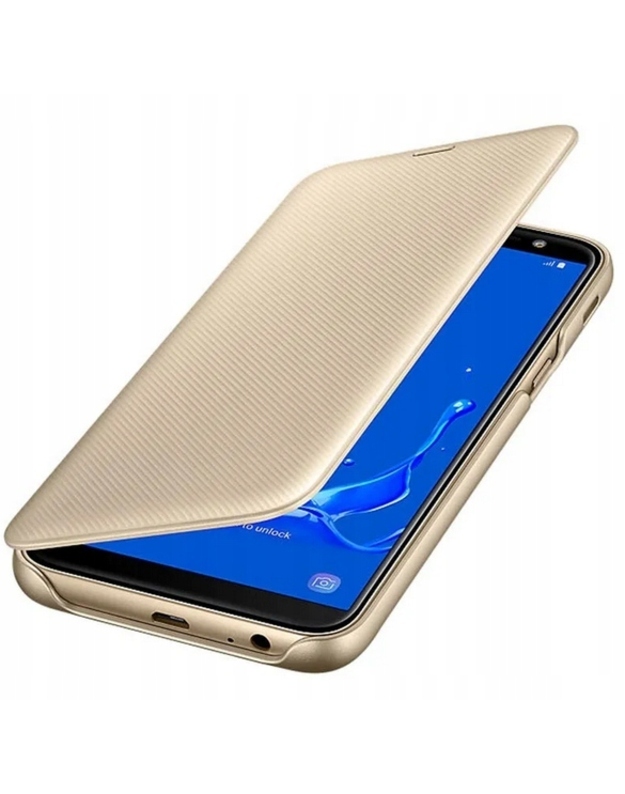 Samsung Galaxy J6 2018 auksinis piniginės dėklas su kišene