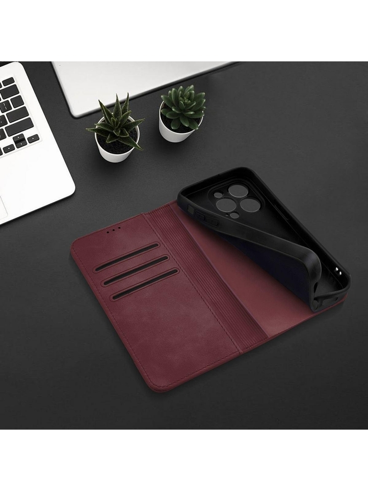 PRIME BOOK dėklas, skirtas Samsung A15 bordo spalvos