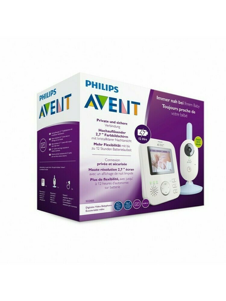 Philips AVENT Baby monitor SCD835/26 kūdikio stebėjimo monitorius 300 m FHSS Mėlyna, Balta