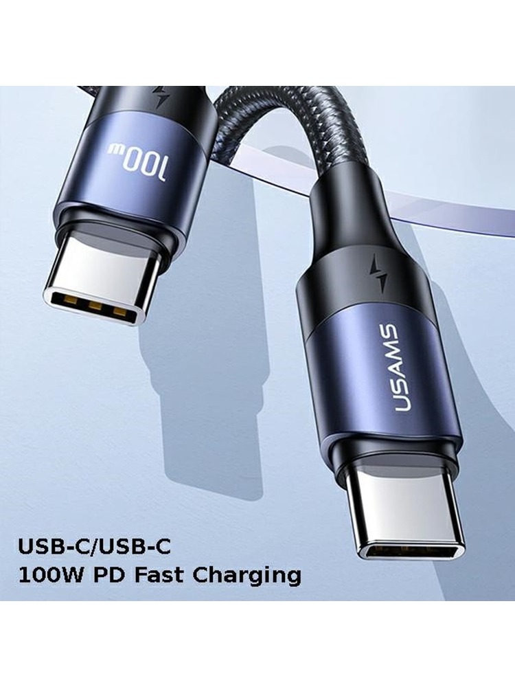 USAMS kabelis U71 USB-C į USB-C 3m 100W PD greito įkrovimo juodas/juodas SJ526USB01 US-SJ526