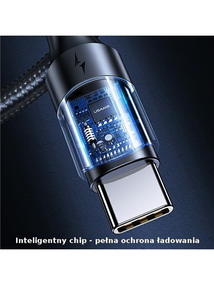 USAMS kabelis U71 USB-C į USB-C 3m 100W PD greito įkrovimo juodas/juodas SJ526USB01 US-SJ526