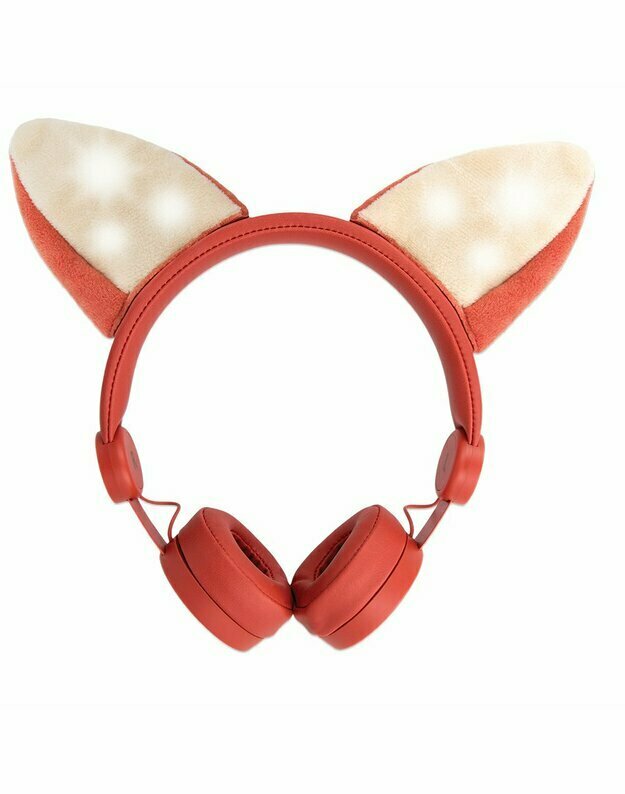 „Forever AH100 Fox“ universalios ausinės vaikams su kabeliu 12m LED gyvūnų ausys 85dB