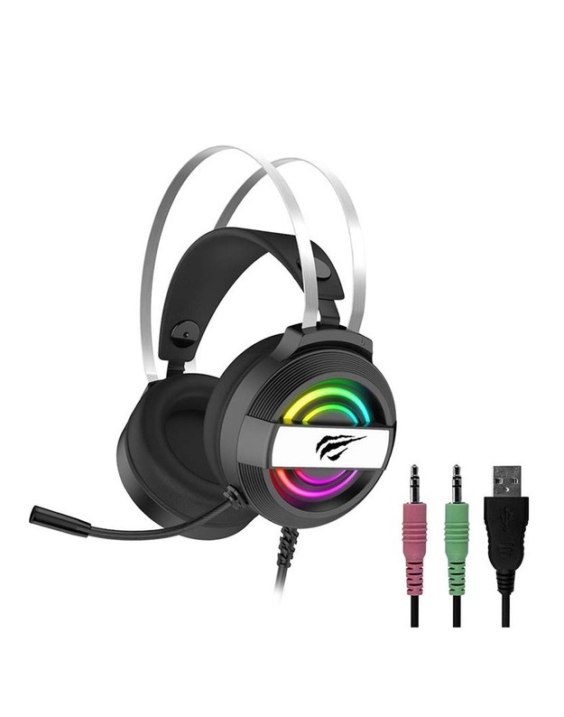 Žaidimų ausinės Havit GAMENOTE H2026d RGB USB+3.5mm