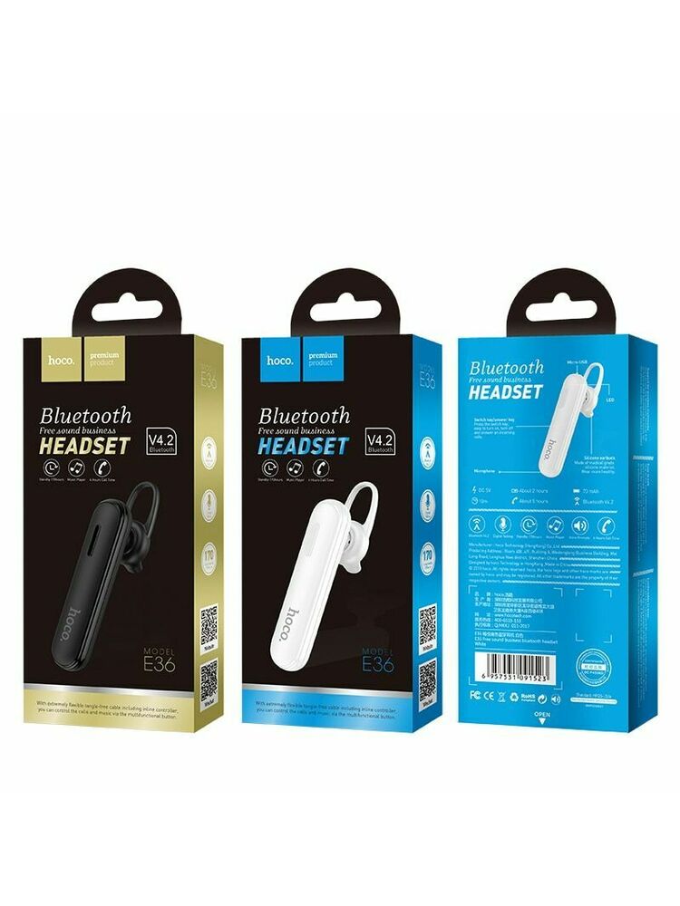 Laisvų rankų įranga HOCO Premium E36 Bluetooth 4.2 Laisvų rankų įranga, Juoda