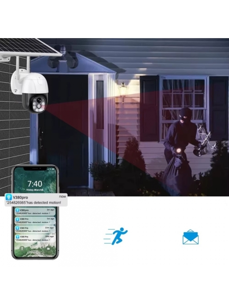Lauko kamera su saulės energija įkraunama baterija 350°/90° WIFI 