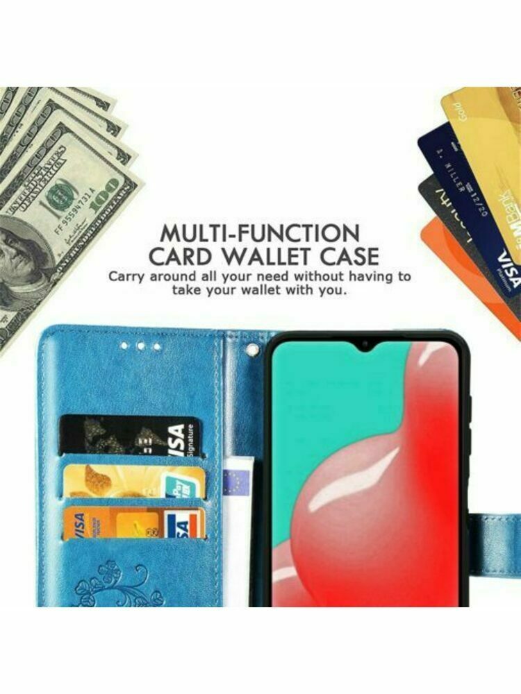 Telefono dėklas „Flower Book“ Samsung A225 A22 4G, mėlynas