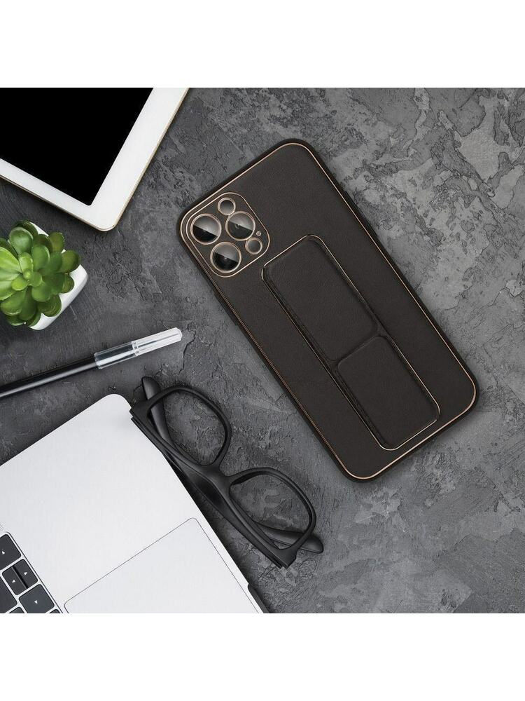 dirbtinės odos galinis dėklas su atramėle  skirtas „Apple iPhone 13 Pro