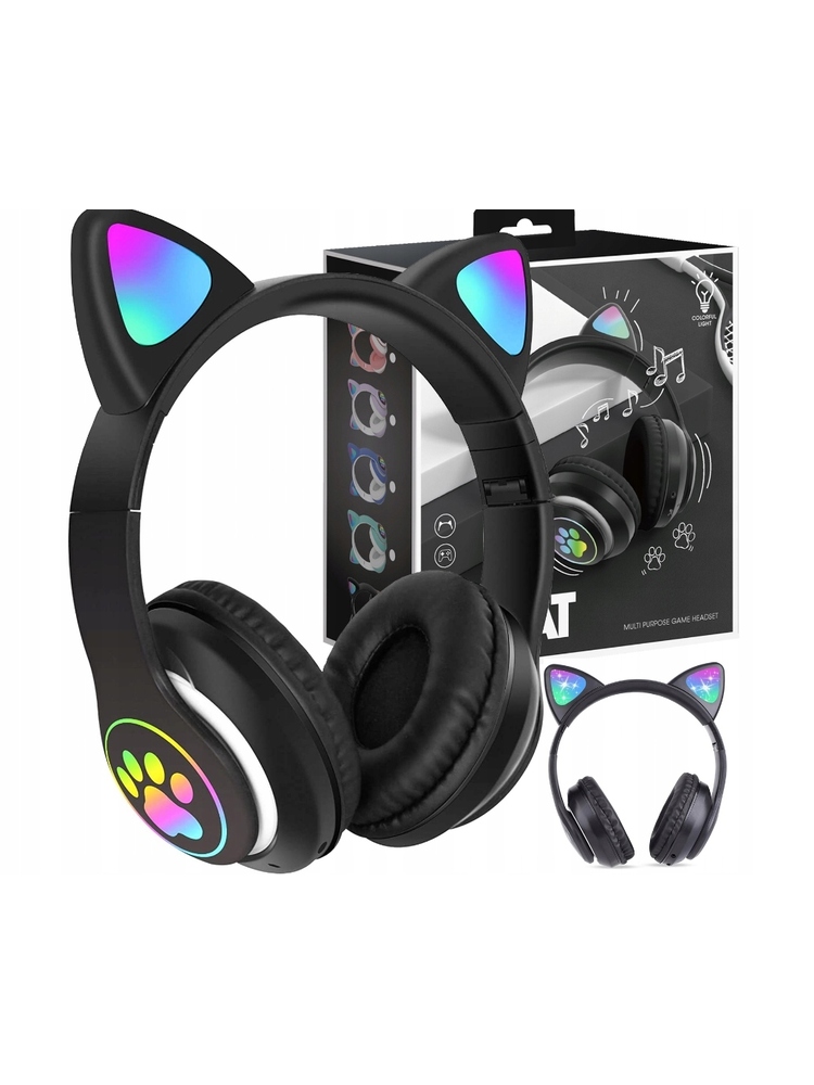 Belaidės ausinės antausinės kačiukas ausys cat ears ausinės įvairios spalvos