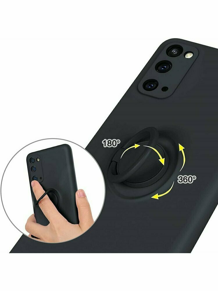 Samsung Galaxy A22 4G silikoninis žiedinis magnetinis stovas, juodas