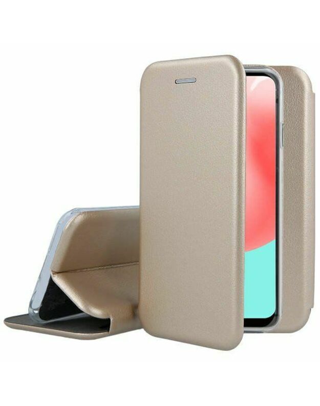 Auksinės spalvos atverčiamas dėklas Samsung Galaxy A326 A32 5G "Book Elegance"