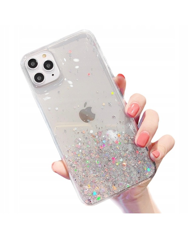 IPHONE 13 dėklas su blizgučiais ir klijais, blizgučiais ir skaidriu dangteliu