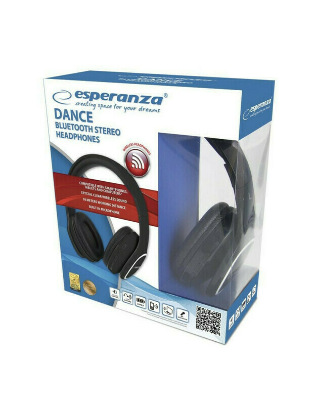 Ausinės Esperanza EH213K DANCE Bluetooth su juodu mikrofonu