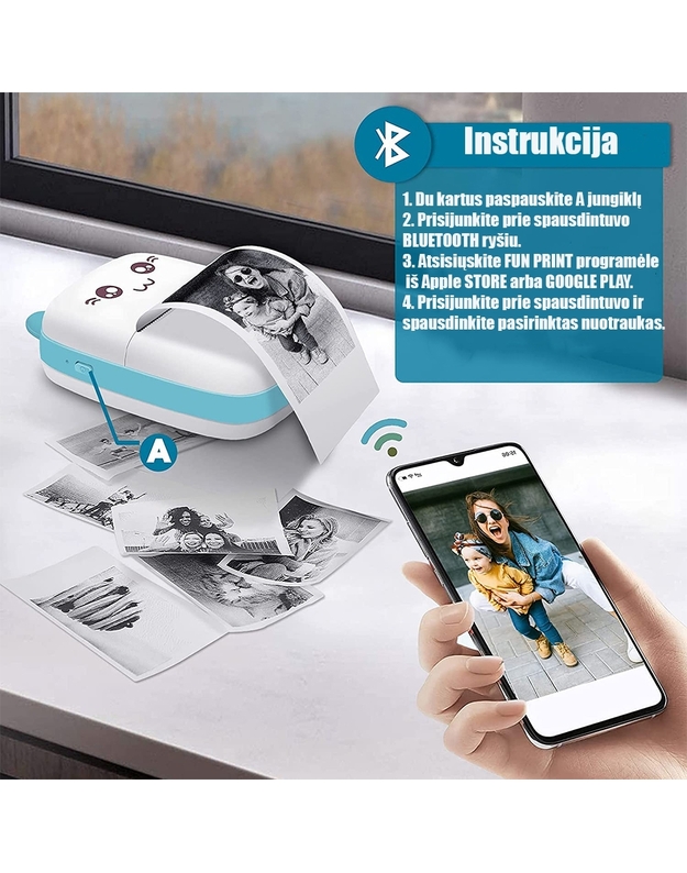 Bluetooth nešiojamas spausdintuvas