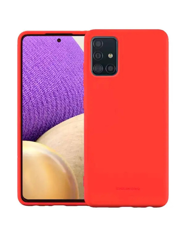 „Samsung Galaxy A51“ galinis dangtelis, skysto silikono gelio gumos smūgiams atsparus ir minkštas mikropluošto audinio pagalvėlės formos galinis dėklas, skirtas „Samsung Galaxy A51“ (raudonas)