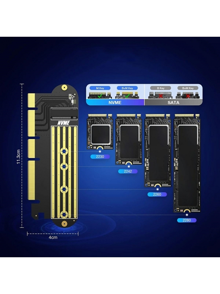 M.2 NVMe disko adapteris