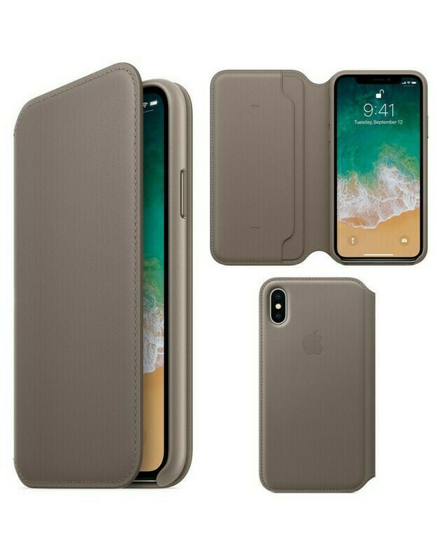 Apple iPhone X/Xs Leather Folio case Taupe