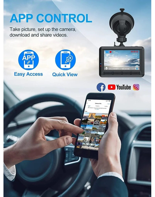 Automobilinis vaizdo registratorius Powermax Q9 Wi-fi
