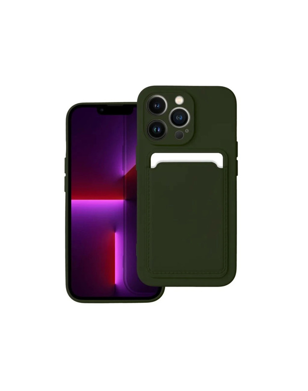 Silikoninis CARD dėklas su skyreliu Apple iPhone 13 PRO (6.1"), žalias 1631008