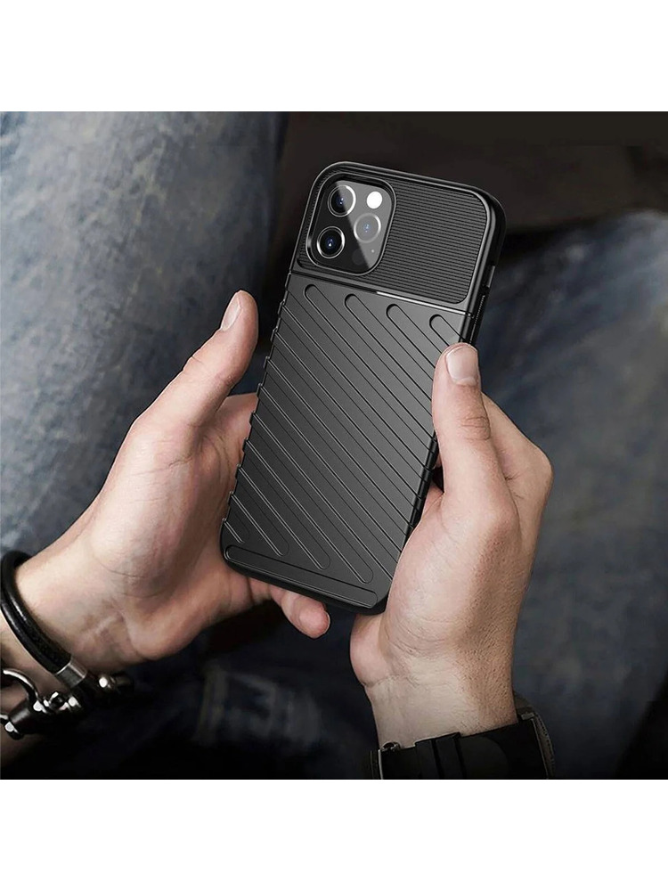 Silikoninis dėklas Forcell Thunder Apple iPhone 13 Pro, juodas